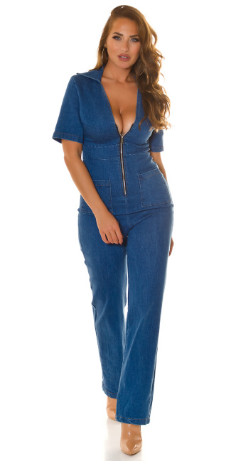 Denim Overall with zipper Blue
